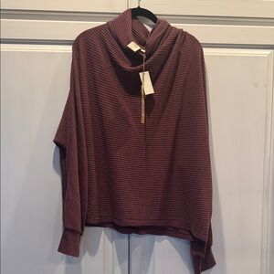 White Crow Cowl Neck Waffle Knit Sweater - Burgundy